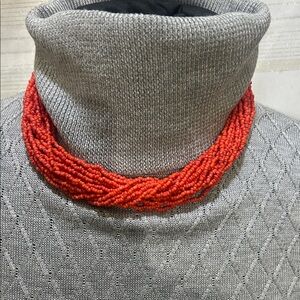 Handcrafted Multi-Strand Red Coral Seed Beads Choker Necklace